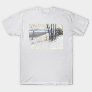 Snowy Meadow Oil on Canvas T-Shirt